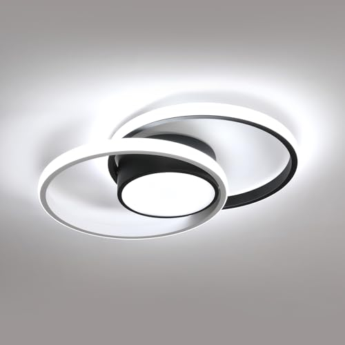 SENQIU Deckenleuchte LED, 42W LED Deckenlampe Runde Schwarz, 6500K Kaltweiß Modern Deckenbeleuchtung für Schlafzimmer Wohnzimmer Küche Esszimmer, 40CM