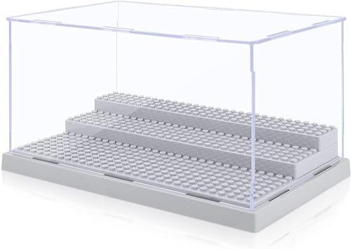TINGLAND Acryl Schaukasten Vitrine,3 Schicht Mini Figuren Schaukasten Für Minifiguren Staubdichte Vitrine Für Bausteine Für Minifiguren Actionfiguren Blöcke Sammlerstücke