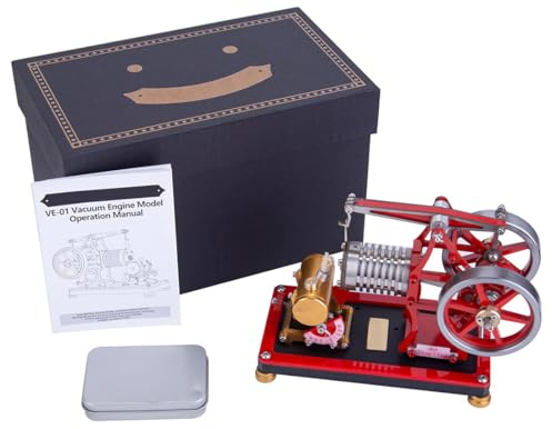 Kisss Motor Modell Bausatz, VE-01 Beam Vacuum Viertaktmotor Bausatz, Flame Eater Verbrennungsmotor Modellbau, Metall Engine Kit Lernspielzeug Geburtstagsgeschenk für Erwachsene DIY