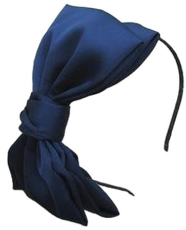 amangul Serre-tête élégant avec nœud en satin - Accessoire de costume pour femme - Bleu marine