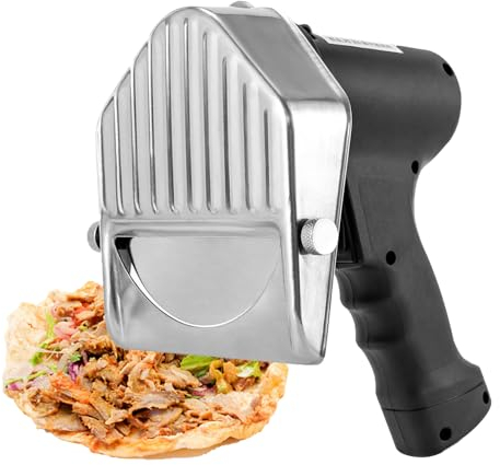 Kindevieft Cordless Electric Gyro Kebab Slicer, 80W Portable Sliced Shawarma Cutter Doner Kebab Cutting Knife Machine, with Fast Charger and 2 Rechargeable Power, 0-0.3 Thickness