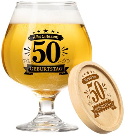 KAAYEE 50 Geburtstag Mann, 17oz Bierglas Geschenke zum 50 Geburtstag Männer, 50. Jahre Geburtstagsgeschenk für Papa Opa Freund Ehemann Onkel Bruder Kollegen Erzieherin Lehrer Chef 1975 Happy Birthday