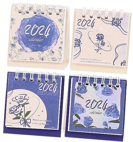 JEWEDECO 4stücke Teiliges Tischkalender Für Büro Und Zuhause Dekorativer Aufstellkalender Format Für Leicht Umblätterbar Mit Schönen Designs Für Positive