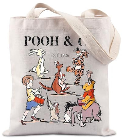 JTOUK Tragetasche mit Animationsmotiven, Cartoon-Liebhaber, Geschenk, Film-inspiriertes Geschenk, Freundschaftsgeschenk, Pooh&co Tragetasche, 13.78 inch x 15.75 inch, Large