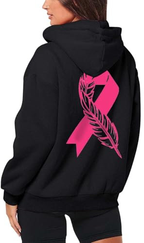 Générique Cancer du Sein Octobre Rose,Sweat à Capuche zippé Sweat à Capuche zippé Femme Ruban Rose de Sensibilisation au Cancer du Sein d'Octobre Sweat