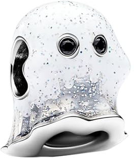 Amuefer Glow-in-the-dark Boo Ghost Charms für Armbänder 925 Sterling Silber mit Cubic Zirkonia Anhänger für Halsketten Geburtstag Weihnachten Halloween Schmuck Geschenke für Frauen