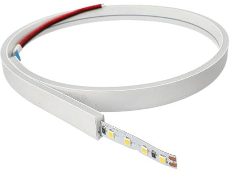 JANDEI - Profilé flexible en silicone pour bande LED avec PCB jusqu'à 8 mm de large. Émission latérale de lumière, format rectangulaire 4 mm x 12 mm. Convient pour l'extérieur, couleur blanche