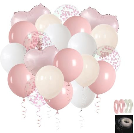 71 Stück 30cm Luftballons Rosa Weiß Ballons Geburtstag Luftballons Metallic Rosegold Helium Ballon Girlande Rose Gold Herzluftballons