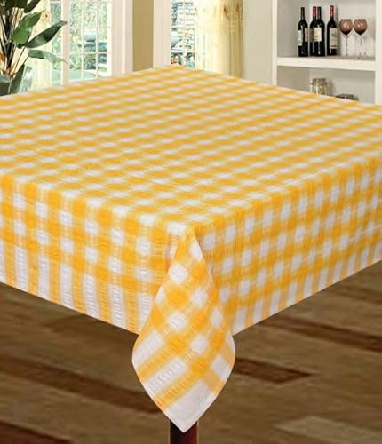 Snugglemore Seersucker 100% Cotton Tablecloth Sizes Napkins Also Available (Gold, Napkins (Pack of 4))