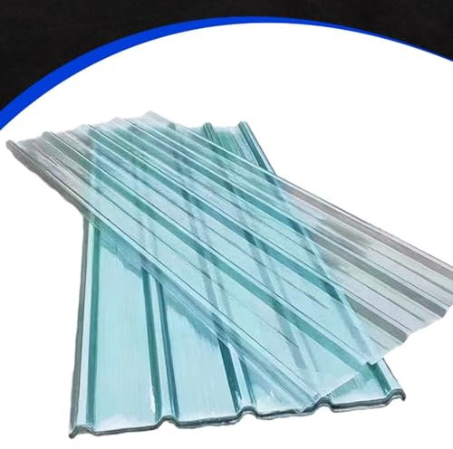 Fiberglas-Tageslichtplatten mit UV-Schutz für Wärmedämmung, Verkleidungen, Wandplatten und Gewächshausdächer, transparentes Dachblechprofil, Welldachplatten (0,9 x 1,4 m, 12 Stück