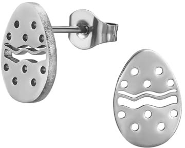 Monkimau Osterei Kinder Ohrringe Chirurgenstahl | Edelstahl Hypoallergen Kinderohrringe | Mädchen Schmuck Geschenk Geschenkidee