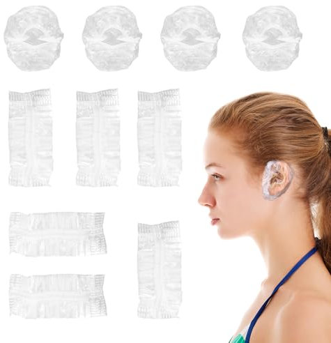 Lot de 100 cache-oreilles jetables transparents en plastique imperméable pour teinture des cheveux, douche, spa, salon, maison, hôtel