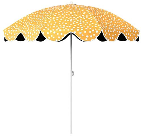 Parasol Plage Compact 155cm, Parasol de Jardin Extérieur Balcon Terrasse, UV50+, Anti Vent, Réglable en Hauteur