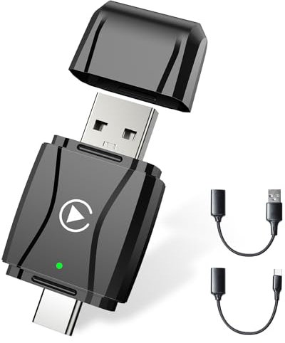 Alltotive S3 Adattatore CarPlay Wireless per iPhone, Converte Cablato in Wireless, USB e Type-C Plug and Play, Compatibile Auto con CarPlay Cablato e iPhone iOS 10+