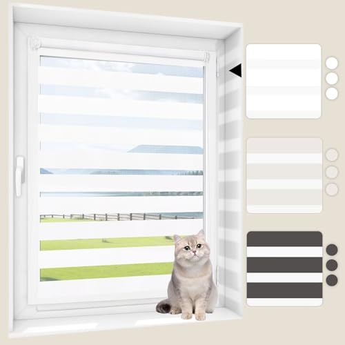 FANFX Doppelrollo Klemmfix ohne Bohren Weiß B80 x H130cm (Stoffbreite 76cm),Lichtdurchlässig und Verdunkelnd Duo Rollo,Seitenzugrollo für Badezimmer, Schlafzimmer, Wohnzimmer Fenster und Tür