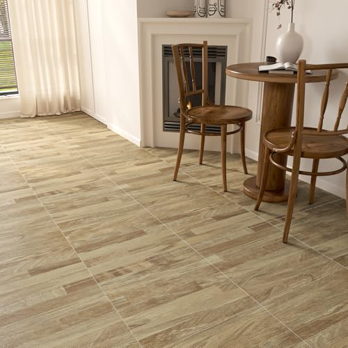 VaryPaper Dalle PVC Adhesive Sol Bois en Patchwork Marron Clair 30cmx30cm 10 Pièces Lino Sol Adhesif Chambre Salon Autocollant Carrelage Effet Bois Cuisine Salle de Bain Parquet Flottant
