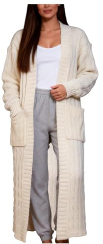 Shuanghao Cardigan Mode-Sexy Casual-Doux Couleur-Unie Femme - Grande Taille à Manches Longues Vêtement d'Extérieur Ample Vintage Avec Poche Décontracté élégant Chaud Cardigan Tricot Femme