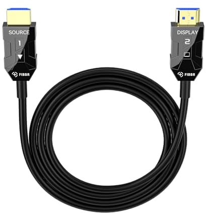 FIBBR 8K HDMI 2.1 Cable de Fibra Óptica 9M, 48Gbps Ultra Alta Velocidad HDMI Cable Activo AOC, 8K@60Hz 4K@120Hz/144hz HDR Efectos de Sonido Dolby Dinámicos para Cines en Casa, Entusiastas del Juego