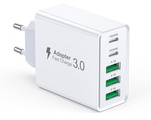 USB C Ladegerät, 5-Port USBC Netzteil Adapter Mehrfach für iPhone 17 16 15 14 13 12 11 Pro Max SE XS XR X 8 7 6 Plus, Samsung, Schnellladegerät Handy Stecker Charger Ladestecker Ladeadapter