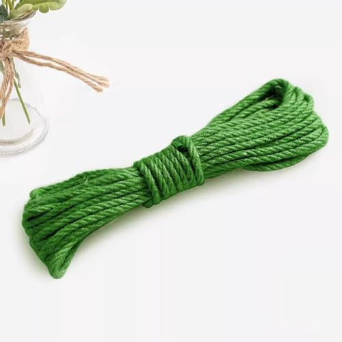 Sisal Rope for Cat Scratcher, 6mm x 10m/20m/50m Jute Cord Natural Twine String for Bundling, Repairing Cat Post Tree, Decoration, Gardening (Green,6mm x 10meters)