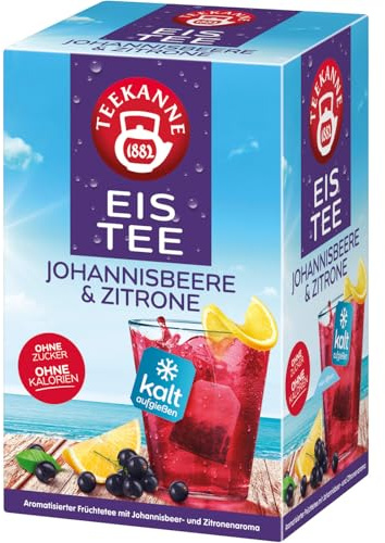 Teekanne Eistee Johannisbeer Zitrone Früchtetee | 18 Teebeutel kalt aufgießen | ohne Zucker | 45 g