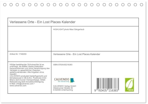 Verlassene Orte - Ein Lost Places Kalender (Tischkalender 2025 DIN A5 quer), CALVENDO Monatskalender: Lost Places Fotografien in verschiedenen verlassenen Gebäuden (CALVENDO Kunst)