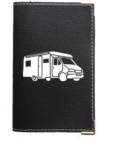 Syl'la Etui Porte Carte Grise Papier Voiture en Simili Noir personnalisé Camping-Car pour Homme ou Femme - Fabriqué en France