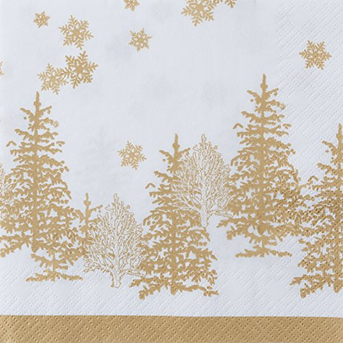 20 Servietten B?ume & Schneeflocken gold/Weihnachten 33x33cm