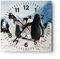 Modern Wanduhr Pinguine Winter Natur Schnee 30x30cm Quadrat Klein Wand Uhr Glas Analog Zimmeruhren Küche Büro Wohnzimmer Glasuhr Wall Clock Dekoration Design Wanddekoration Küchenuhr C4AC30x30-2974