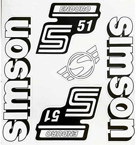 Aufkleber-Set weiß für Simson S51 Enduro Seitendeckel und Tank