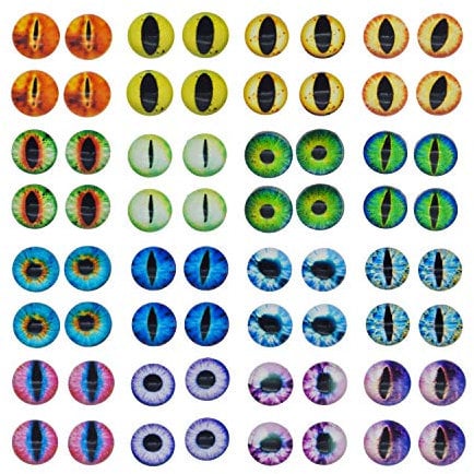 Julie Wang 50 Pieces 6MM Glass Dragon Eye Flatback Cabochon Cameo Eyes for Jewelry Bezel Setting Doll Crafts Making Small Size