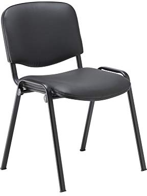 Office Hippo Heavy Duty Stackable Reception Chair, Black Frame, PU, Black