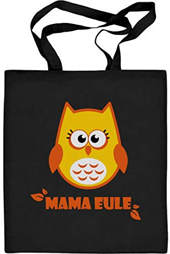 Shirtgeil Mama Eule Muttertags Geschenkidee für Junge Mutter Jutebeutel Baumwolltasche One Size Schwarz