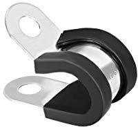sourcing map 8Stk.8mm Edelstahl Gummi gepolsterte isolierte Klemme R Form Metall Klemme Schwarz