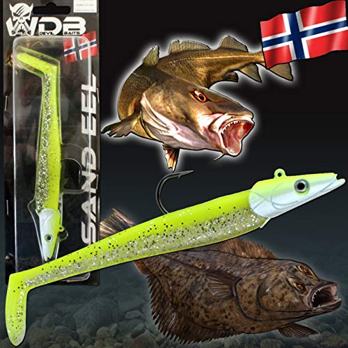 Wild Devil Baits Sand EEL Sandaal Meeres Shad Gummifisch (Lemon Ice, 150g)