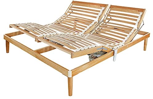 SomnusSana Rete Ortopedica Legno di Faggio 160x190 Letto Matrimoniale h37 cm Alzata testa piedi Elettrica