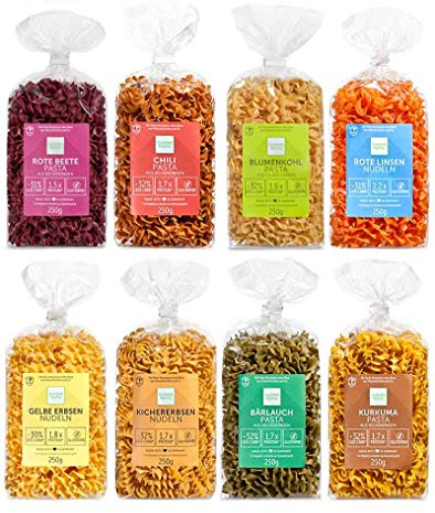 Clever Pasta Startpaket +PLUS - 8 Sorten, weniger Kohlehydrate (8 x 250 g)