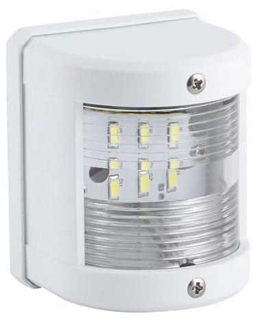 banapoy Marine Navigation Light, White Stern LED Navigation Light 135° Signal Mast Light IP66 Waterproof Yacht Lamp, for Yacht Fishing Boat Cruises, 12M