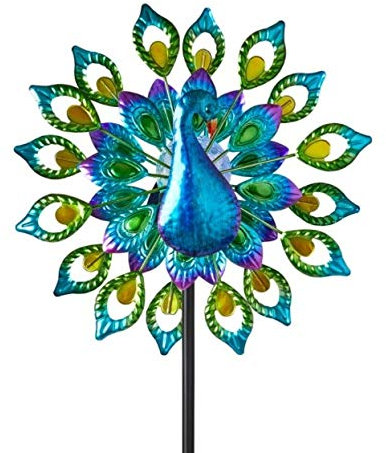 Garden Mile Extra Large Wind Spinners For Garden Ornaments Outdoor Solar Powered Led Kinetic Wind Spinner Sculptures For Yard Ground Stake Peacock Garden Ornaments Decorative Solar Light For Outdoors