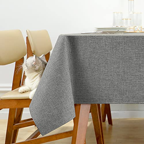 Tischdecke Abwaschbar Garten Outdoor Tischtuch Leinen Optik Tischwäsche Wasserabweisend Lotuseffekt Abwischbare Tischdeko Fest Tafeltuch Party Bar Restaurant Gasthaus 130x130 cm Hellgrau