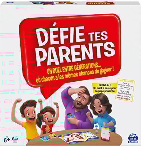 Défie tes Parents - Nouvelle Edition du Jeu de Société où Parents et Enfants s’affrontent - Un Jeu de Plateau Convivial pour toute la Famille avec Questions et Défis Amusants - Jouet Enfant 6 Ans et +