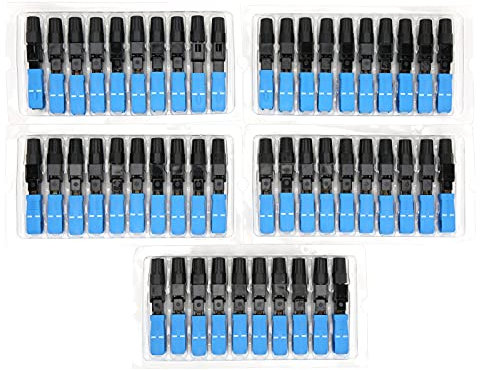 50 Pièces Connecteur de Fibre Optique Bleu Adaptateur de Fibre Optique Intégré SC/UPC-C Composants électroniques pour la Communication Optique