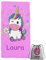 ZPUBLI+ Toallas de Mano y Cara Personalizadas con Nombre (30x50). Regalo Infantil Original para el Colegio, excursiones, Camping, Ejercicio etc. (Toalla Manos Unicornio Rosa)