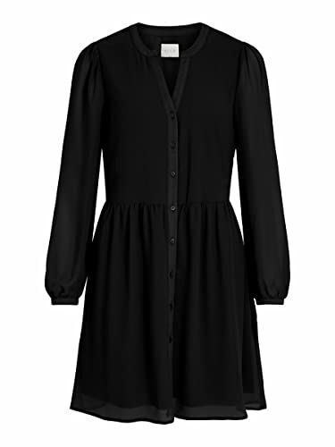Vila Damen Viamione L/S Dress/Su - Noos Kleid, Black 3, 38
