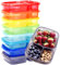 Youngever 8 Pack Re-usable Plastic Bento Lunch Box, Meal Prep Containers, 3 Compartment Plastic Divided Food Storage Container Boxes