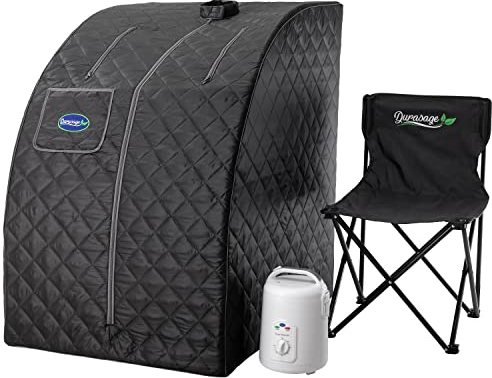 Durasage Sauna de vapor personal portátil ligero para relajarse en casa, temporizador de 60 minutos, generador de vapor de 800 W, silla incluida (negro)