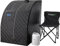 Durasage Sauna de vapor personal portátil ligero para relajarse en casa, temporizador de 60 minutos, generador de vapor de 800 W, silla incluida (negro)