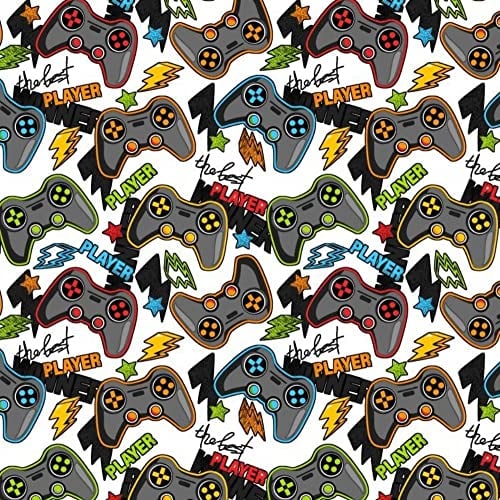Controller Weiß Game Player Junge Stoff 100x160cm 1 Meter 100% Baumwolle Baumwollstoff Kinder Meterware Handwerken Nähen Stoff