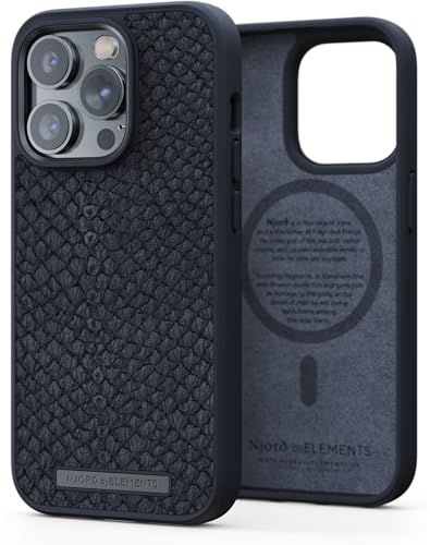 Njord Coque Magsafe Cuir DE Saumon iPhone 14 PRO Noir
