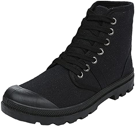 ANUFER Unisex Uomo Donna Caviglia Alta Stivali di Tela Allacciate Informale Sneakers